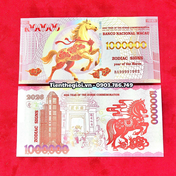 Tờ Tiền Lì Xì 1 Triệu Đô La Macao Hình Con Ngựa 2026